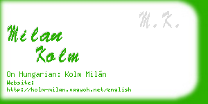 milan kolm business card